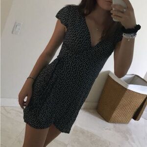 Brandy Melville Navy Floral Wrap Dress